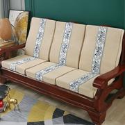 老式实木沙发垫带靠背，一体纯色座垫木质春秋，椅单人加厚海绵垫坐垫