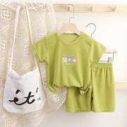 儿童短袖套装冰感女童男童t桖夏季宝宝婴儿衣服韩版童装
