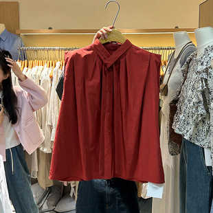 韩国东大门2024夏季设计感飘带，褶皱衬衫休闲显瘦无袖背心上衣