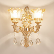 欧式水晶壁灯卧室床头，客厅灯走廊过道单头双头蜡烛装饰墙壁灯