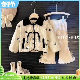 女童棉服外套冬装2023女宝宝洋气加绒加厚棉袄儿童中国风棉衣
