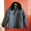 大码单位棉服冬季户外毛领活面深蓝色男式防寒保暖夹克棉外套