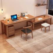可旋转伸缩实木书桌，家用转角写字台，飘窗办公桌卧室双人简约电脑桌