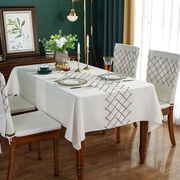 高端刺绣桌布棉麻布艺椅垫椅套罩薄款高级感美式复古茶几餐桌台布