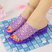 薇薇水晶拖鞋女夏季坡跟凉拖塑料，妈妈凉拖鞋外穿女式中年女士凉鞋