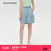 IIIVIVINIKO春夏帅气宽松工装牛仔短裤子女M121828189E