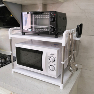厨房置物架微波炉架子烤箱架不锈钢管单双层电饭煲收纳塑料储物架