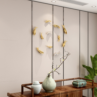 客厅现代墙上装饰品挂件抽象家居壁饰鱼创意壁挂立体电镀挂饰墙饰