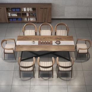 美式会议桌铁艺实木桌，办公桌桌长桌办公家具，台长方形办公桌条形是