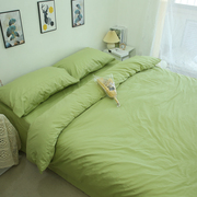 绿色纯色纯棉四件套全棉，100%全棉宿舍三件套床单，被套高档床上