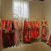 金色婚纱展示架落地式影楼，工作室旗袍礼服货架铁艺，服装店挂衣架