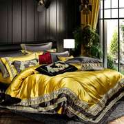 豪华别墅欧式床上用品四件套 新中式金色样板间床品宫廷风多