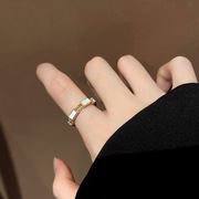 骨节白色开口戒戒指女气质时尚个性ins潮简约设计冷淡风食指指环