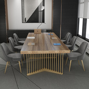 现代简约会议室大型实木，办公桌写字楼商务洽谈员工培训桌椅