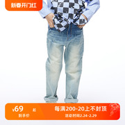 风迪品牌秋季男童女童纯棉牛仔裤蓝色休闲百搭时髦款2Z35500