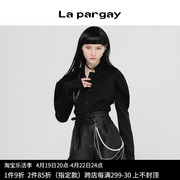 lapargay纳帕佳纯棉衬衫女长袖，2023时尚格子中长款设计感小众