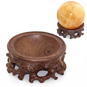 葫芦水晶球底座托架工艺品球形摆件实木底托根雕木质圆形凹面木托