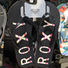 roxy2024夏季黑色鞋带凉拖鞋，女简约时尚百搭仙女风人字拖