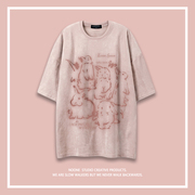 幽灵魔兔  NOONE  小众设计感 美式复古高街卡通  男女短袖T恤