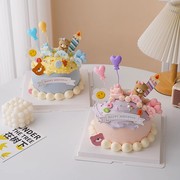 儿童生日蛋糕装饰品可爱火车小熊摆件网红韩式ins风卡通烘焙插牌