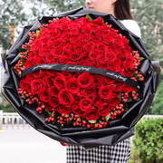 99朵红玫瑰花束生日礼盒真鲜花速递武汉北京上海深圳同城花店送花