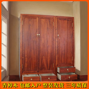 新中式香樟木衣柜实木衣橱，现代简约3门1.6米宽储物收纳柜整装家具