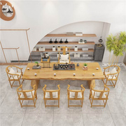 新中式大班台书桌实木大板办公桌原木茶台画案桌椅组合茶桌
