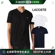 韩国直邮lacoste男士短袖t恤v领基本款t恤黑色白色海军