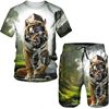 3D digital animal print sports suit3D数码动物印花运动套装男