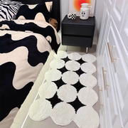 地毯客厅高级轻奢卧室床边毯奶油黑白沙发茶几毯毛绒垫子房间地垫