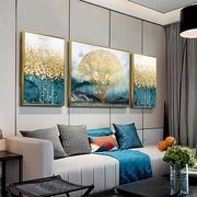 简约客厅三联挂画现代沙发背景墙装饰画抽象轻奢走廊过道壁画