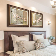 美式卧室主卧床头，装饰画客厅沙发背景墙，大气挂画古典新中式双联画