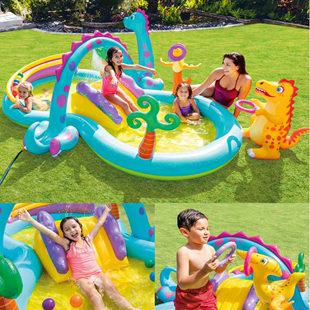 夏季儿童充气游泳池家庭大号加厚海洋球池家用宝宝卡通喷水戏水池