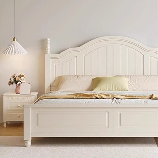 曲美家居实木床美式床1.5米现代简约双人公主床白色1.35床架