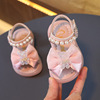 bb珍珠粉色软底凉鞋5-15个半月女童婴儿轻便防滑7学走路鞋8公主鞋