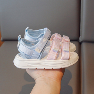 女童凉鞋2024软底运动沙滩鞋夏季中大童洋气粉红公主儿童鞋子