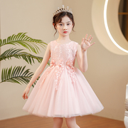 女童连衣裙2024夏季儿童，演出服小女孩节日支持花童礼服公主裙