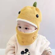 宝宝帽子秋冬围脖一体帽婴儿针织，毛线帽可爱超萌儿童加绒加厚保暖