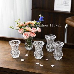 ins风花瓶摆件客厅，插花高级感轻奢水晶玻璃，透明水养玫瑰水培鲜花