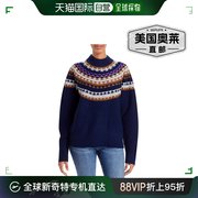 theory女式fairisle羊毛，混纺套头毛衣-深色，牛仔布多色美国