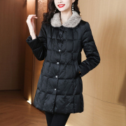 冬装中长款黑色保暖棉服外套女冬季2023时尚显瘦棉衣加厚大衣