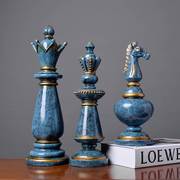 欧式复古黑白国际象棋家居摆件，美式家居装饰品软装书房客厅摆设
