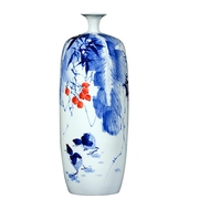 景德镇陶瓷器花瓶黄小玲(黄小玲)手绘青花瓷，秋趣插花器中式客厅家居装饰品