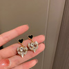 925银针韩国时尚设计水晶爱心耳钉女ins简约甜美气质耳坠耳饰耳环