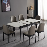 意式极简伸缩岩板餐桌小户型多功能餐厅家具长方形拉伸饭桌椅组合