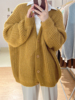 韩国粗针加厚毛衣宽松外套纯色，韩版学院风气质开衫秋冬保暖针织衫