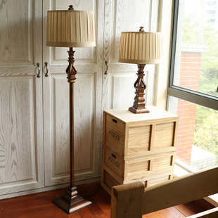 美式落地灯卧室客厅书房立灯复古欧式落地式台灯立式地灯简约遥控