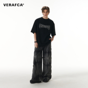 vfcverafca美式哥特t恤潮牌宽松设计感火焰字体上衣重磅短袖