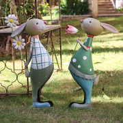 美式做旧铁艺兔子动物装饰摆件户外阳台庭院布置摆设幼儿园布置