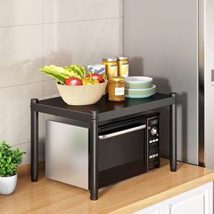 单层黑色厨房台面置物架一层收纳架烤箱，家用调料放锅微波炉架子1